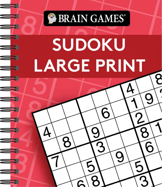 Brain Games - Sudoku Large Print (Red) - Spiral