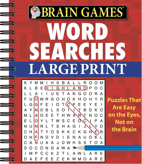 Brain Games - Word Searches - Large Print (Red) - Spiral