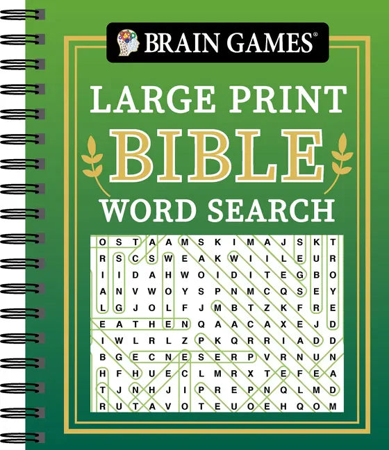 Brain Games - Large Print Bible Word Search (Green) - Spiral