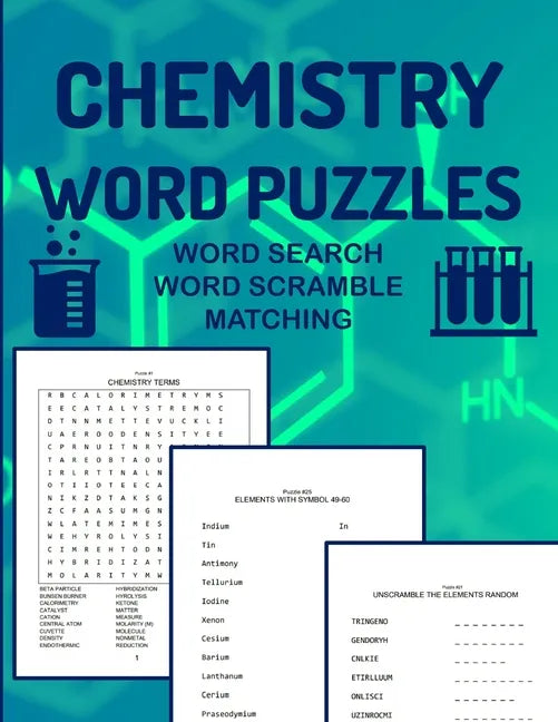 Chemistry Word Puzzles Word Search Word Scramble Matching: 93 Puzzles to Study Chemistry For Adults Word Finds Word Jumble Word Matching - Paperback