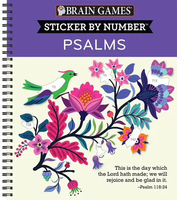 Brain Games - Sticker by Number: Psalms (28 Images to Sticker) - Spiral