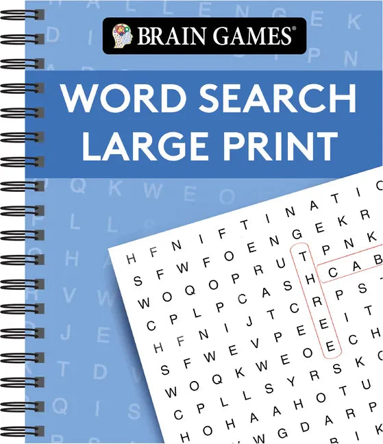 Brain Games - Word Search Large Print (Blue) - Spiral