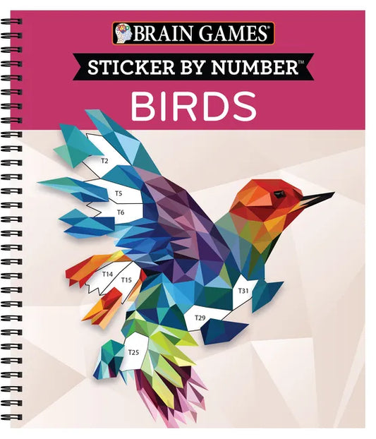Brain Games - Sticker by Number: Birds (28 Images to Sticker) - Spiral