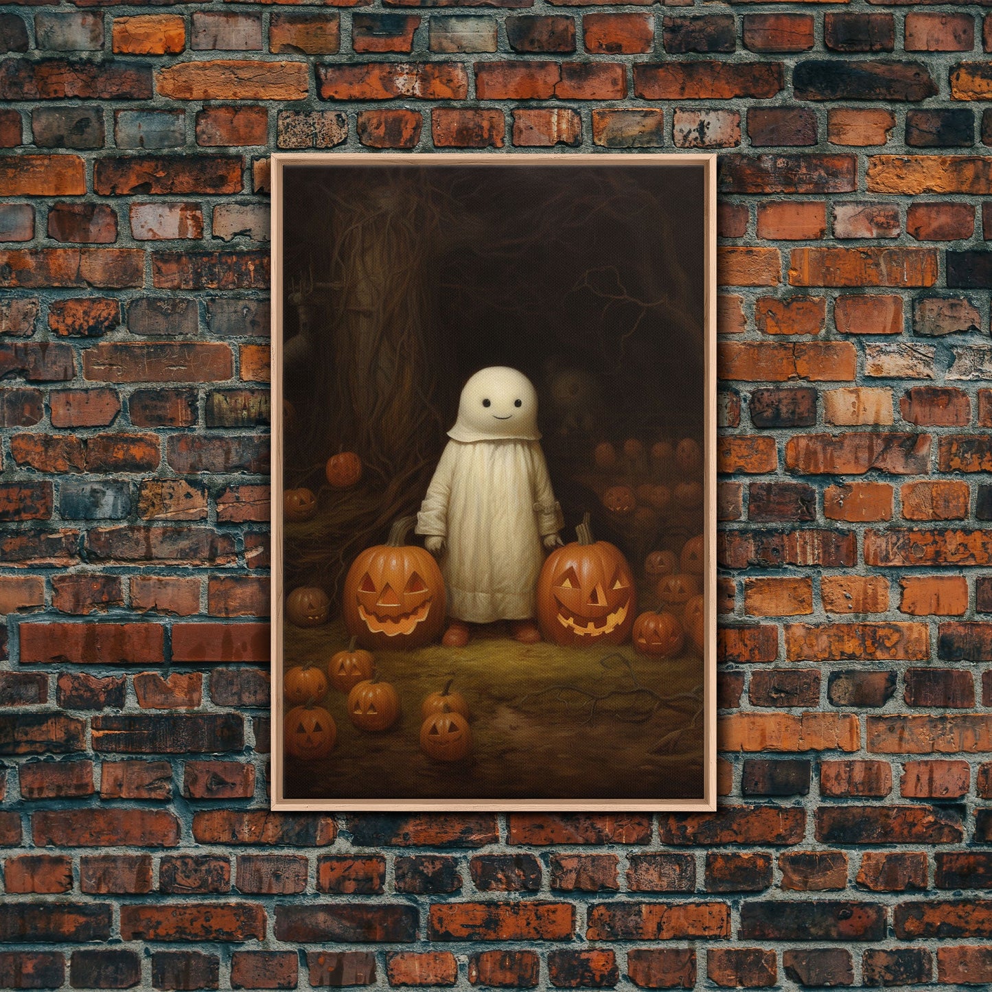 Cute Lil Boo, Ghost Art, Framed Canvas Print, Halloween Canvas Art, Horror Prints, Gothic Victorian Halloween Decor, Cute Ghost