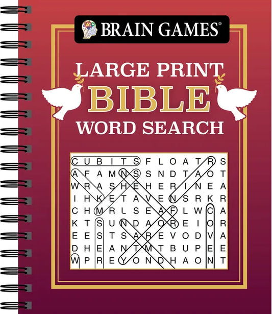 Brain Games - Large Print Bible Word Search (Red) - Spiral