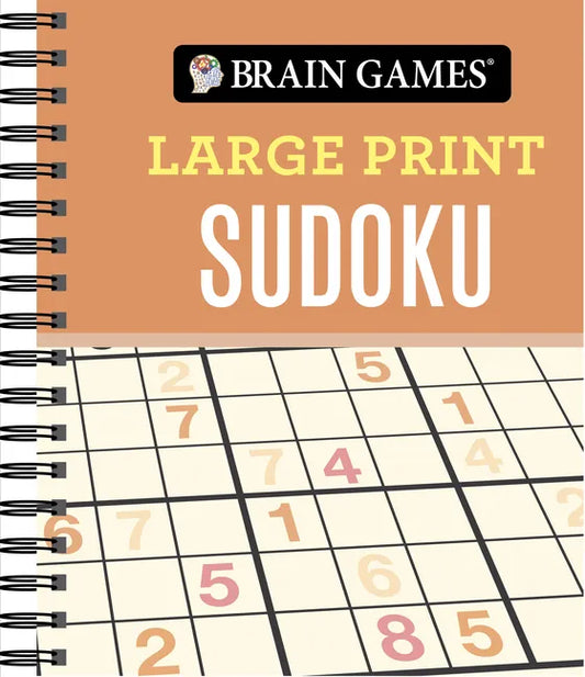 Brain Games - Large Print Sudoku (Orange) - Spiral