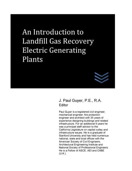 An Introduction to Landfill Gas Recovery Electric Generating Plants - Paperback