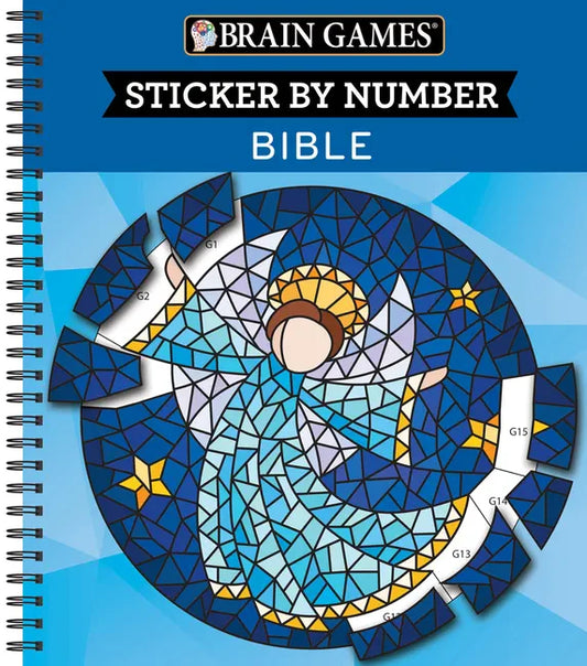Brain Games - Sticker by Number: Bible (28 Images to Sticker) - Spiral