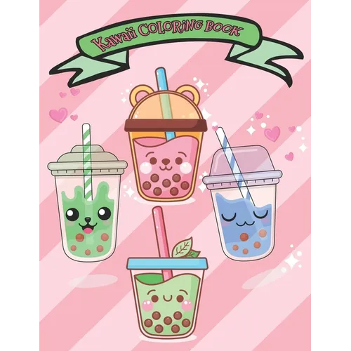 Kawaii coloring book: Super Cute Bubble Tea Coloring Book For Kids - Paperback