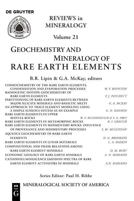 Geochemistry & Mineralogy of Rare Earth Elements - Paperback