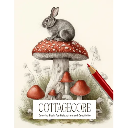 Cottagecore: Coloring Book for Adults and Teens Filled with Mushrooms, Cats, Frogs, Flowers, and More for Stress Relief, Mindfulnes - Paperback