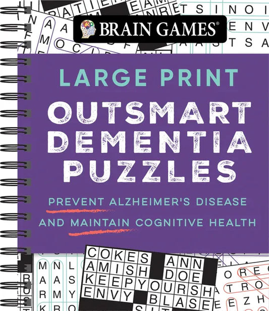 Brain Games - Large Print Outsmart Dementia Puzzles: Prevent Alzheimer's Disease and Maintain Cognitive Health - Spiral