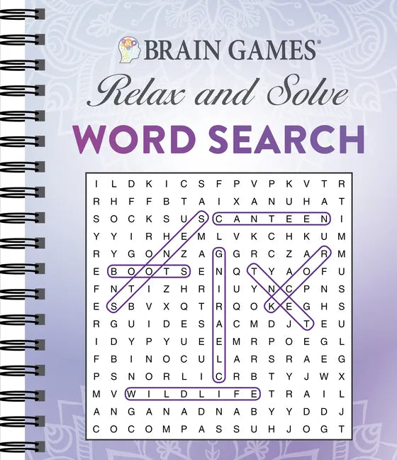 Brain Games - Relax and Solve: Word Search (Purple) - Spiral