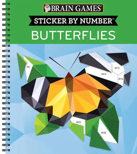 Brain Games - Sticker by Number: Butterflies (28 Images to Sticker) - Spiral