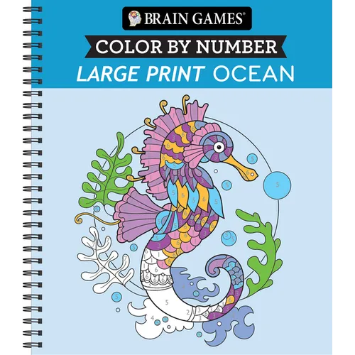 Brain Games - Color by Number - Large Print: Ocean - Spiral