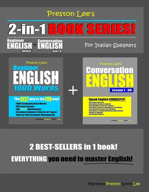 Preston Lee's 2-in-1 Book Series! Beginner English 1000 Words & Conversation English Lesson 1 - 60 For Italian Speakers - Paperback