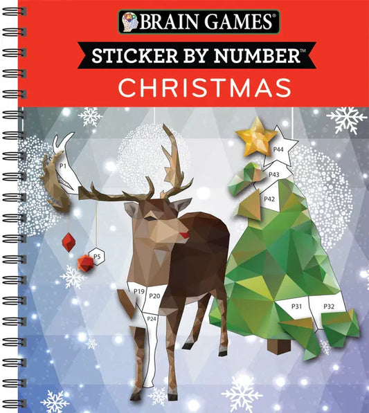 Brain Games - Sticker by Number: Christmas (28 Images to Sticker - Reindeer Cover): Volume 1 - Spiral