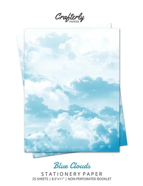 Blue Clouds Stationery Paper: Aesthetic Letter Writing Paper for Home, Office, Letterhead Design, 25 Sheets - Paperback