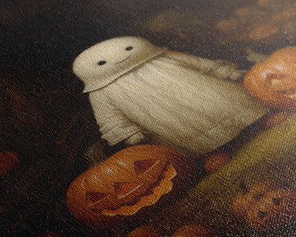 Cute Lil Boo, Ghost Art, Framed Canvas Print, Halloween Canvas Art, Horror Prints, Gothic Victorian Halloween Decor, Cute Ghost