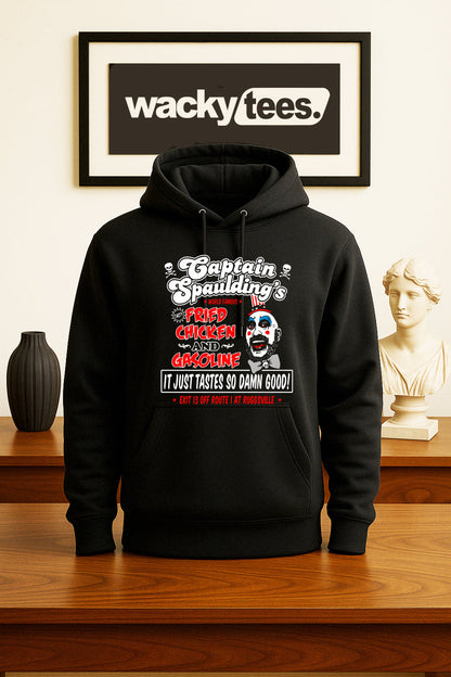 Captain Spauldings Fried Chicken and Gasoline Horror Graphic Tee Shirt