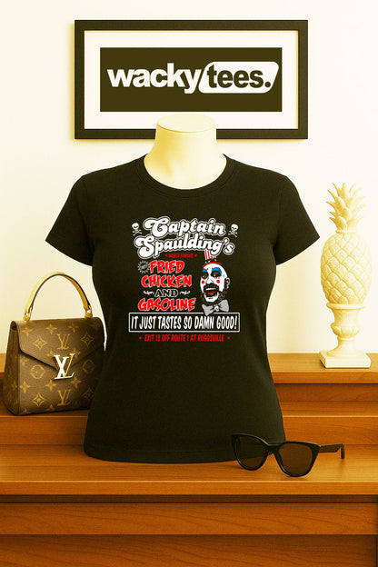 Captain Spauldings Fried Chicken and Gasoline Horror Graphic Tee Shirt