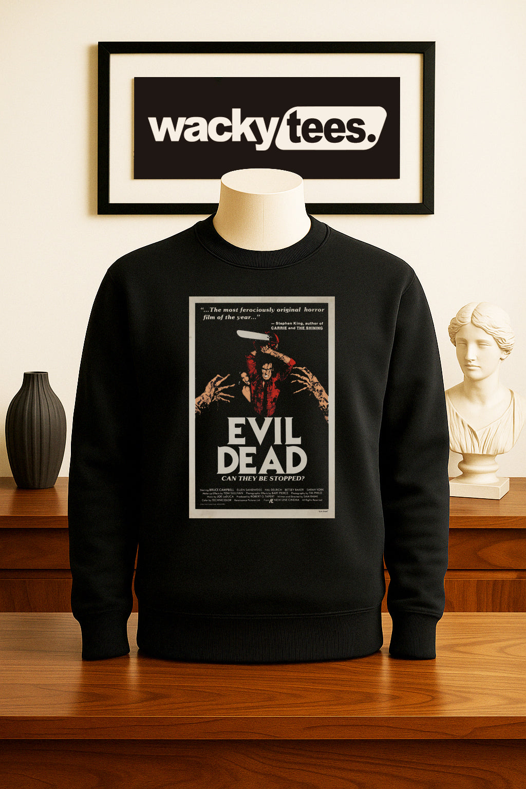 Evil Dead 1981 Can They Be Stopped Horror Poster Style Graphic Tee Shirt