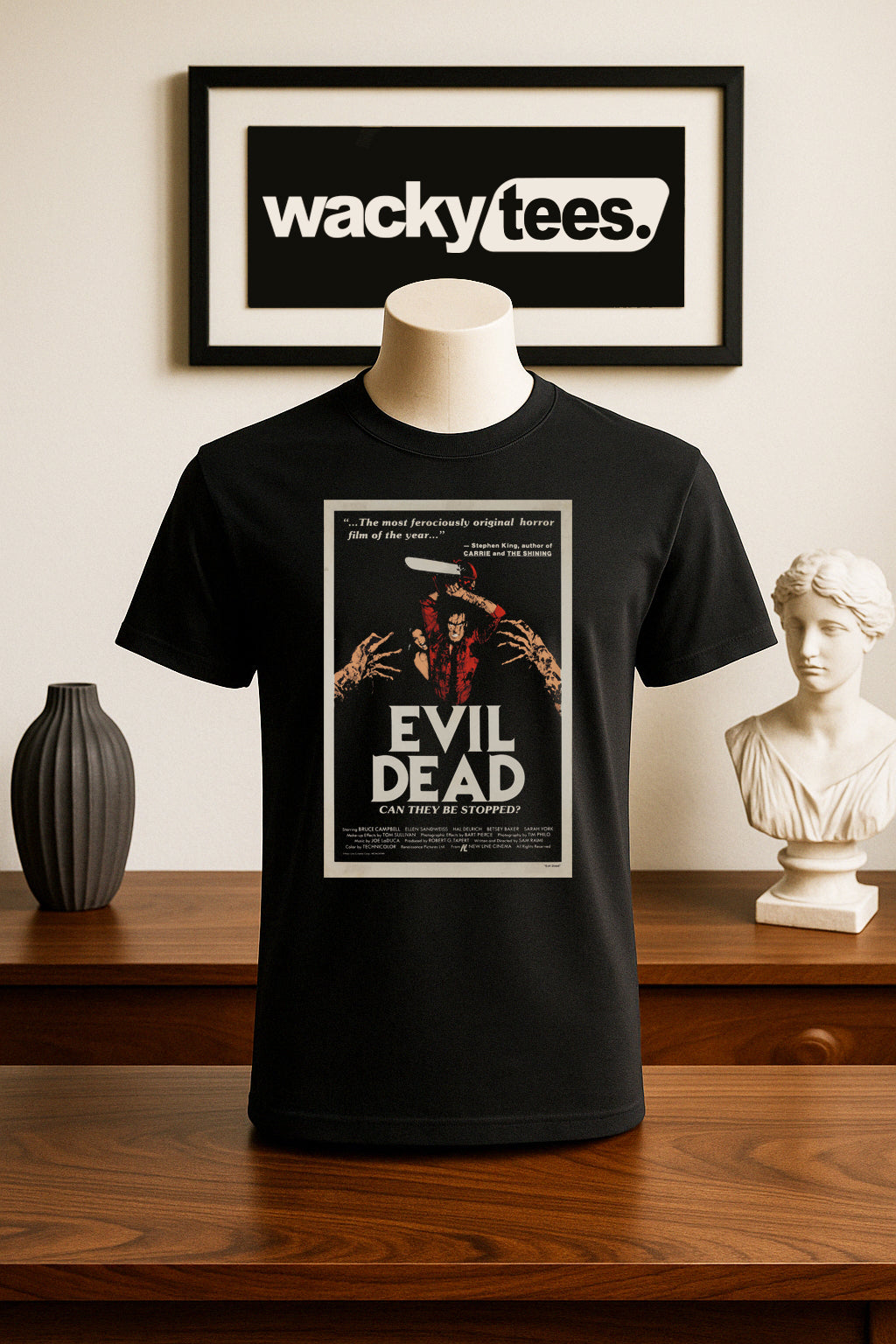 Evil Dead 1981 Can They Be Stopped Horror Poster Style Graphic Tee Shirt