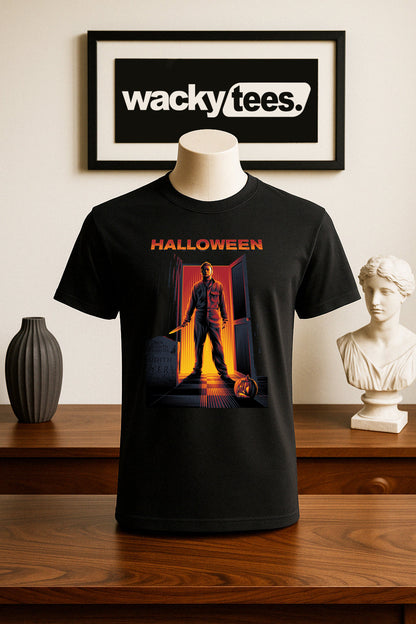 Halloween Michael Myers Door Horror Terror Halloween Graphic Tee Shirt