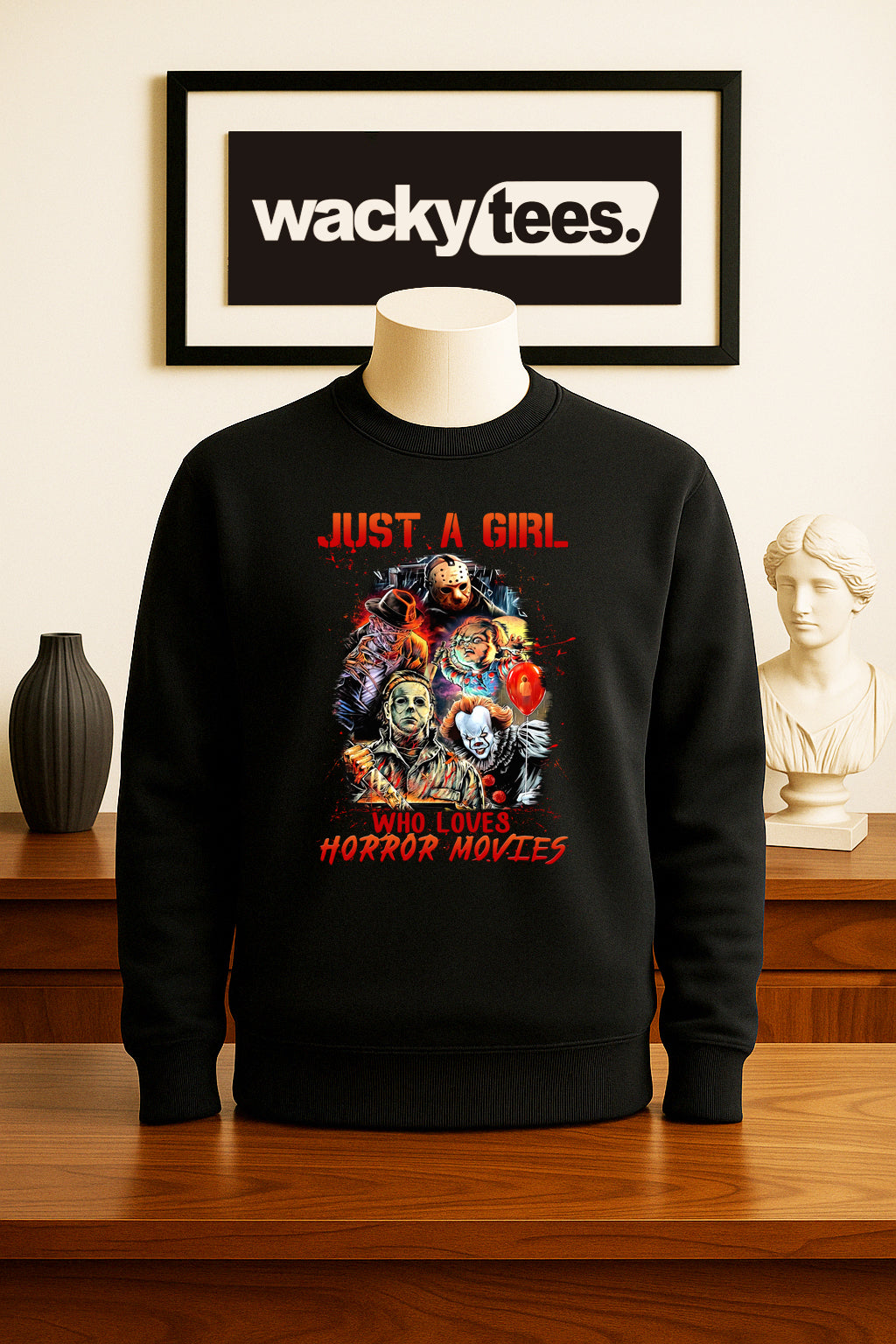 Just a Girl Who Loves Horror Movies 2 Horror Terror Halloween Graphic Tee Shirt