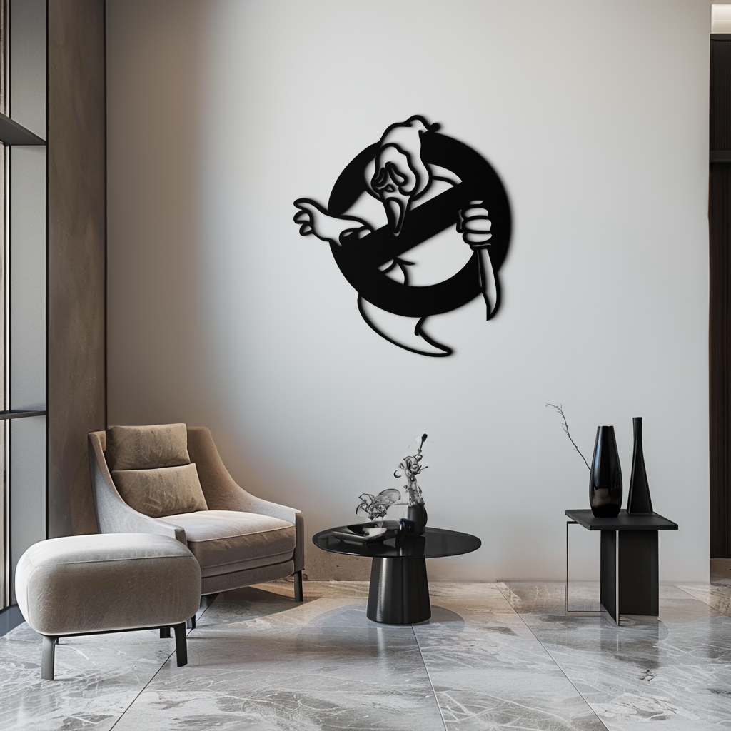 Ghost Scream Inspired Metal Wall Art – Horror Comedy Themed Home Decor Panel- KAF638