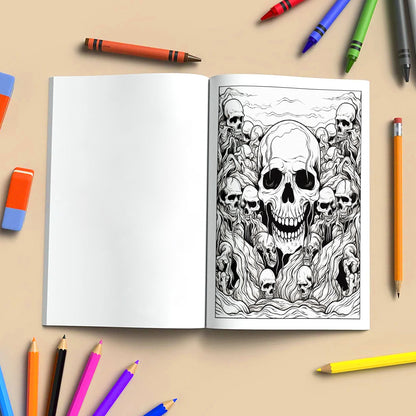 Melting Souls Coloring Pages – 48 Pages – Gothic Zombies, Skull Horror Art – For Adults