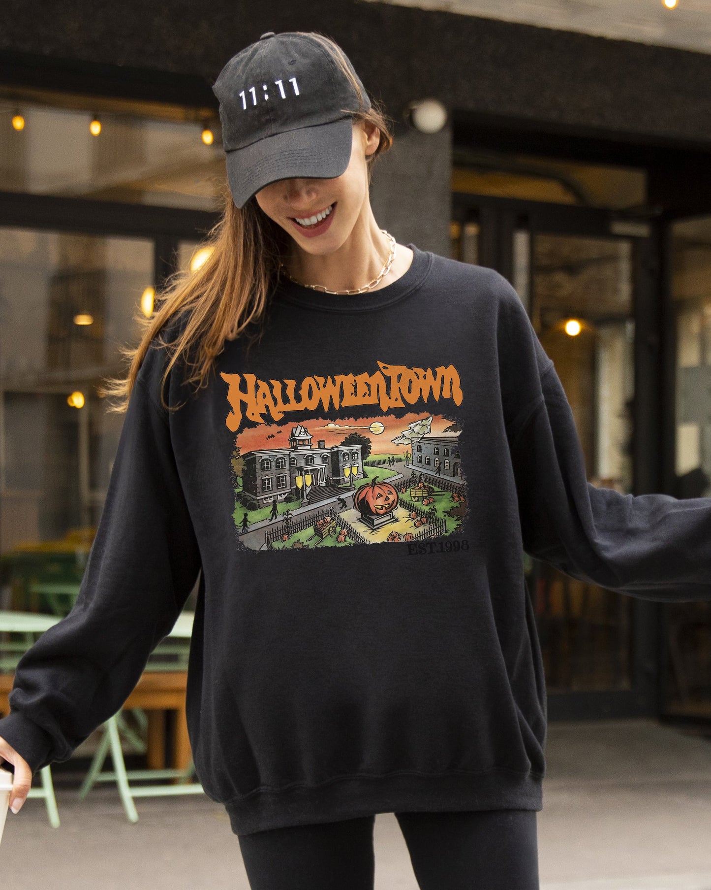 Halloweentown, Horror Movie, Skeleton, Ghost, Witch, Skull, Spooky, Aesthetic, Meme, Halloween, Costume Sweatshirt