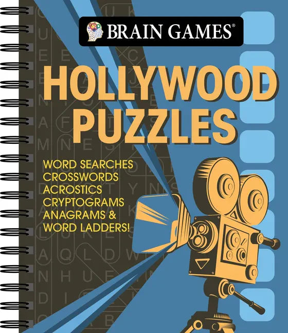 Brain Games - Hollywood Puzzles: Word Searches, Crosswords, Acrostics, Cryptograms, Anagrams & Word Ladders! - Spiral