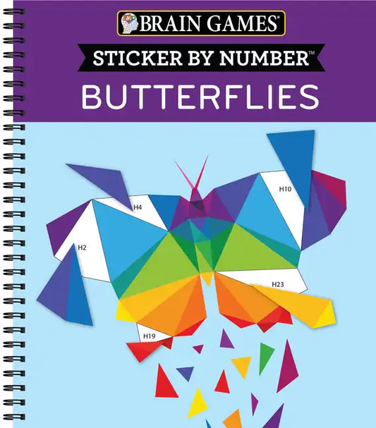 Brain Games - Sticker by Number: Butterflies (14 Images to Sticker) - Spiral