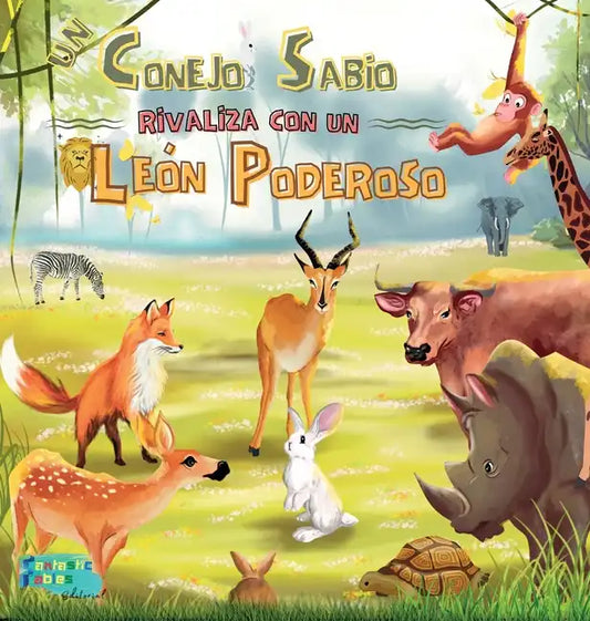 Un Conejo Sabio rivaliza con un León Poderoso: Una Historia Moral para niños con ilustraciones - Hardcover