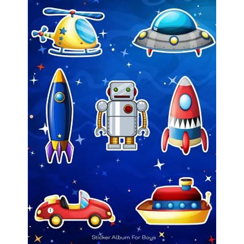 Sticker Album For Boys: 100 Plus Pages For PERMANENT Sticker Collection, Activity Book For Boys, Blue - 8.5 by 11 - Paperback