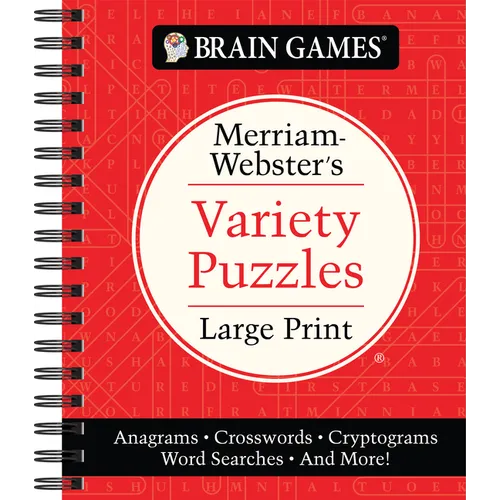Brain Games - Merriam-Webster's Variety Puzzles Large Print: Anagrams, Crosswords, Cryptograms, Word Searches, and More! - Spiral