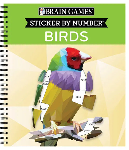 Brain Games - Sticker by Number: Birds (42 Images to Sticker) - Spiral