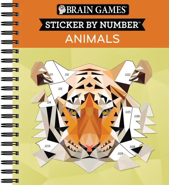 Brain Games - Sticker by Number: Animals - 2 Books in 1 (42 Images to Sticker) - Spiral