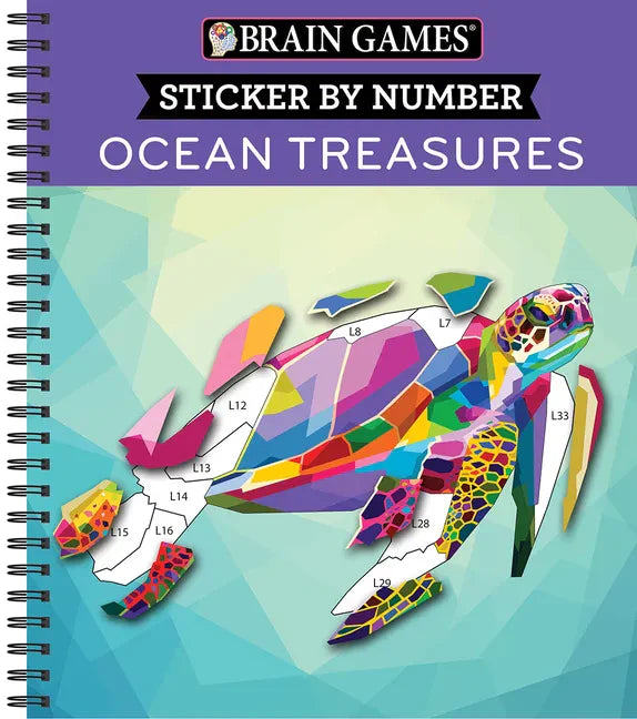 Brain Games - Sticker by Number: Ocean Treasures (13 Images to Sticker) - Spiral