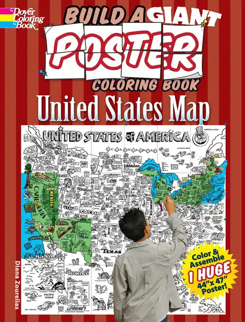 Build a Giant Poster Coloring Book -- United States Map - Paperback